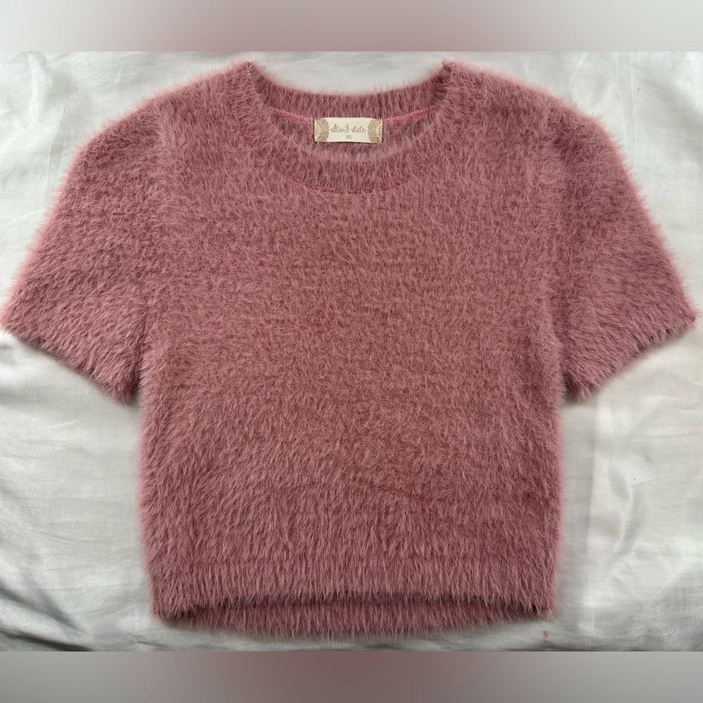Cropped fuzzy dusty pink top from Altar'd State in size XS